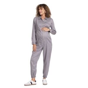 Isabel Maternity Woven Long Sleeve Maternity Jumpsuit in Matte Gray NWT, Size S